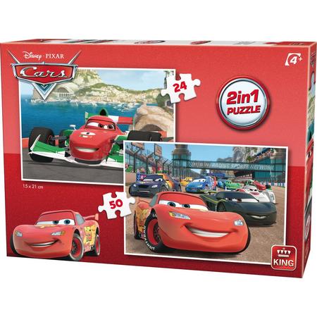 Disney 2in1 24/50 stukjes Cars Puzzel  - King - Kinderpuzzel