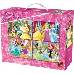 Disney 4 in 1 Puzzel Prinsessen - Vier Kinderpuzzels in een Koffertje - King