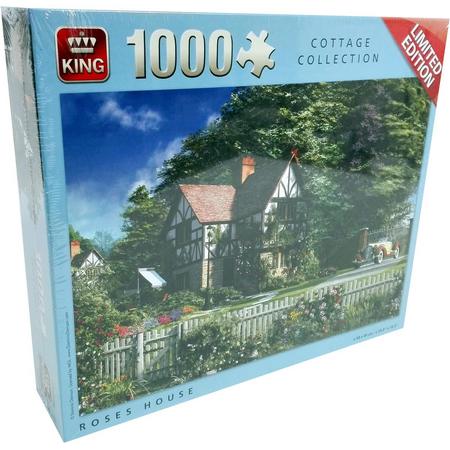 King Puzzel - 1000 stukjes - oud Engels huis - Roses House - Limited Edition