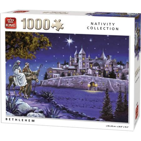 King Puzzel 1000 Stukjes (68 x 49 cm) - Joseph en Maria naar Bethlehem - Legpuzzel Kerstverhaal