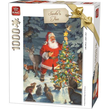 kromme kandidaat uitspraak King Puzzel 1000 Stukjes (68 x 49 cm) - Kerstpuzzel Kerstman met Kerstboom  - Legpuzzel Kerst - 8710125057439