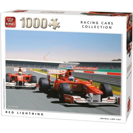 King Puzzel 1000 Stukjes (68 x 49 cm) - Red Lightning - Legpuzzel - Raceautos