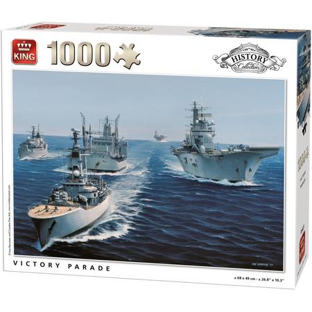 King Puzzel 1000 Stukjes (68 x 49 cm) - Victory Parade - Legpuzzel Vliegdekschip - Volwassenen