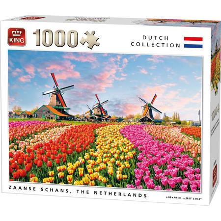 King Puzzel 1000 Stukjes (68 x 49 cm) - Zaanse Schans Nederland - Holland Souvenirs