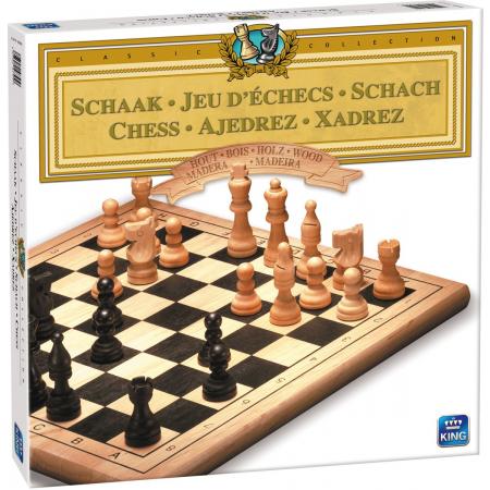 Schaken Hout - King Schaakspel - Schaakbord met Houten Schaakstukken‎‎