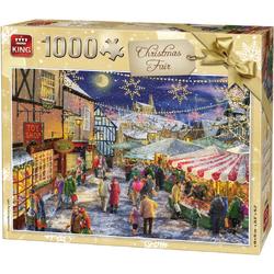 King Puzzel 1000 Stukjes (68 x 49 cm) - Kerstpuzzel Kerstmarkt - Legpuzzel Kerst - Winter