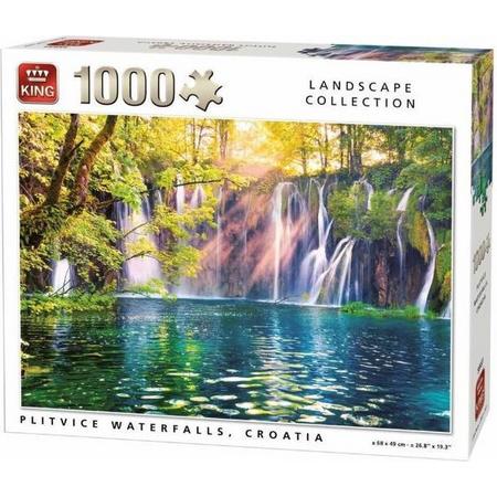 King Puzzel 1000 Stukjes Volwassenen - Legpuzzel - Puzzels - Hobby - Plitvice Watervallen