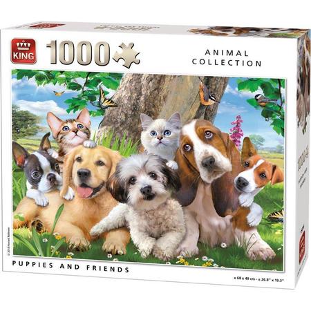 King puzzel 1000 Stukjes Puppies and Friends