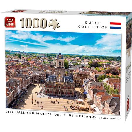 Puzzel 1000 Stukjes CITY HALL AND MARKET, DELFT, NETHERLANDS