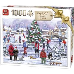Puzzel 1000 Stukjes Kerstpuzzel Winterpret -   - Legpuzzel (68 x 49 cm)