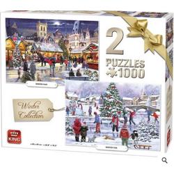 Puzzel 2 x 1000 Stukjes - Winter Collectie - Kerstpuzzel -   - Met Posters