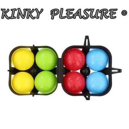 Kinky Pleasure - Jeu de boule ballen - 8 stuks - 2 stuks x 4 kleuren - Met Klein Zwart Balletje