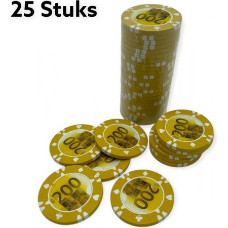 Kinky Pleasure Poker Chips €200 Euro 25 Stuks Geel MP027-002