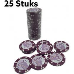 Kinky Pleasure Poker Chips €500 Euro 25 Stuks Paars
