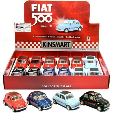 KINSMART Fiat 500 1960 12st. in tray  p/st. €  4 colors schaalmodel 4,5