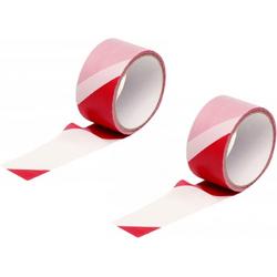 Set van 5x stuks markeerlinten/Afzetlinten rood/wit 25 meter - Plastic markerings linten