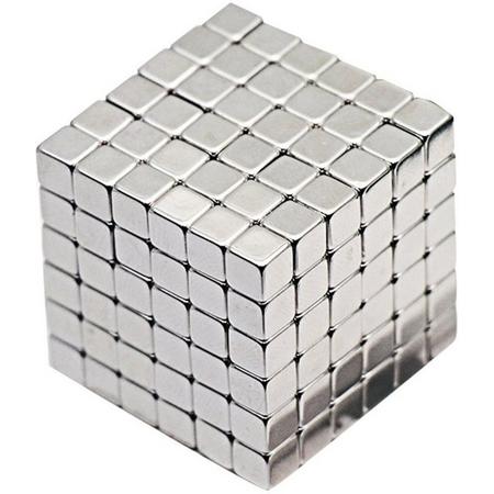 216 kleine vierkante sterke magneten in blikje - Buckyballs - Neocubes zilver