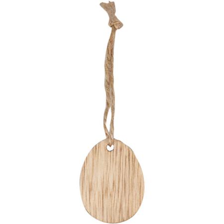 Hanger - hout - met koord - 4.5x3.5cm - Paasei - naturel - 36 stuks
