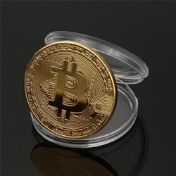 Knaak 2x Bitcoin munt met hoesje - Goud