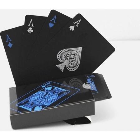 Knaak Luxe Speelkaarten Waterdicht - Poker Kaarten Waterdicht - Waterdicht Speelkaarten - Blauw / Zwart