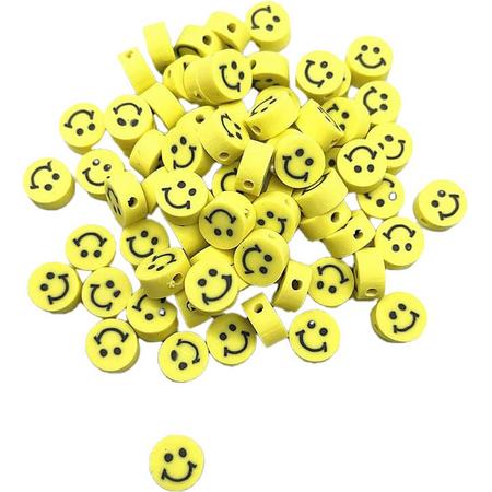 Knaak Smiley Emoji Kralen - 50 stuks - 10 mm - Geel