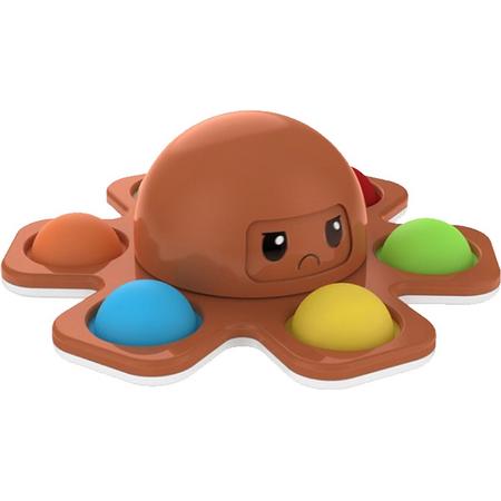 Fidget Spinner met Pop Up Bubble - Face Changing Octopus - Anti Stress - Rage 2021/2022 - Oranje