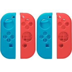Nintendo Switch Siliconen Game hoesje Rood / Blauw - 2 Stuks