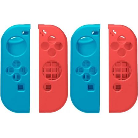 Nintendo Switch Siliconen Game hoesje Rood / Blauw - 2 Stuks