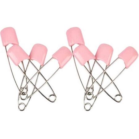 4 veiligheidsspelden met kap - licht roze - 5,4 cm - baby safety pins - pink rose