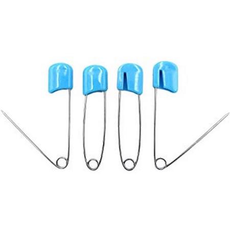 4 veiligheidsspelden met kap - pastel blauw - 5,4 cm - baby safety pins