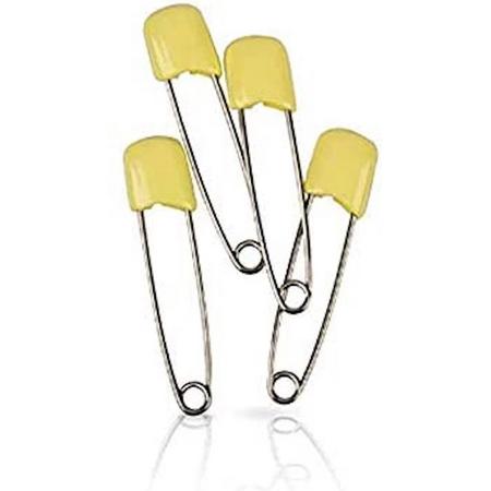 4 veiligheidsspelden met kap - pastel geel - 5,4 cm - baby safety pins