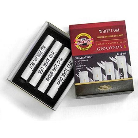 Koh-I-Noor - Gioconda-Witte houtskool - 4 hardheden -extra Soft-Soft-Medium-Hard- 12 mm doorsnede