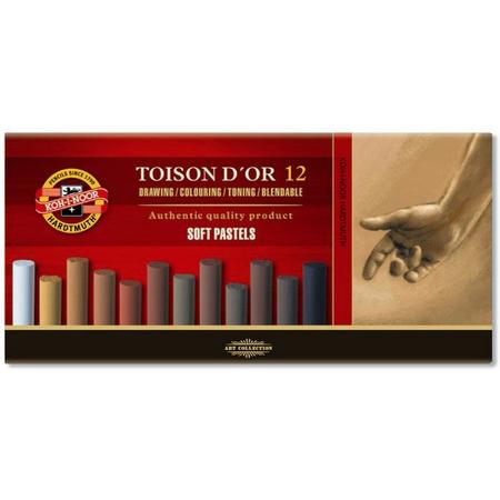 KOH-I-NOOR TOISON DOR 8522 Artists Soft Pastels - Brown (Pack of 12)