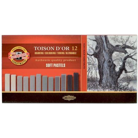 KOH-I-NOOR TOISON DOR 8592 Artists Soft Pastels - Grey (Pack of 12)