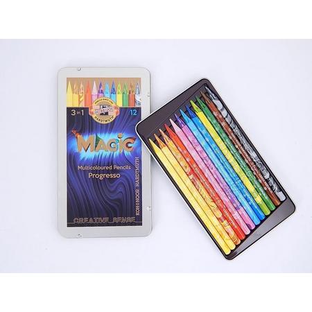 Koh-I-noor 8772, set of woodless  12 coloured MAGIC pencils.