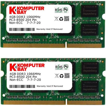 Komputerbay 8GB (2x 4GB) DDR3 SODIMM (204 pin) 1066Mhz PC3-8500 (7-7-7-20) Laptop Notebook Memory voor Apple Macbook Pro
