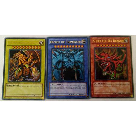 Yu-gi-oh God cards: set of 3 limited ultra rare gods LC01 VERSIONS