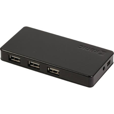 4 Poorten Hub USB 2.0 Gevoed Zwart