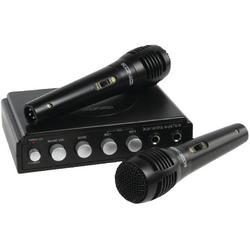 Konig karaoke mixer met 2 microfoons - zwart