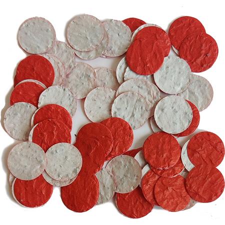 Zaadconfetti van Groei papier - Rondjes Rood - Bruiloft - Liefde - confetti - zaad - papier - bloem