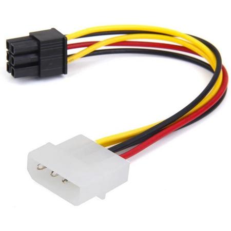 4-Pin Male to 6-Pin Female socket Power kabel PCIe Adapter