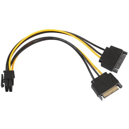 Dual SATA 15 Pin Male to 6 Pin Female Video Card Power Cable