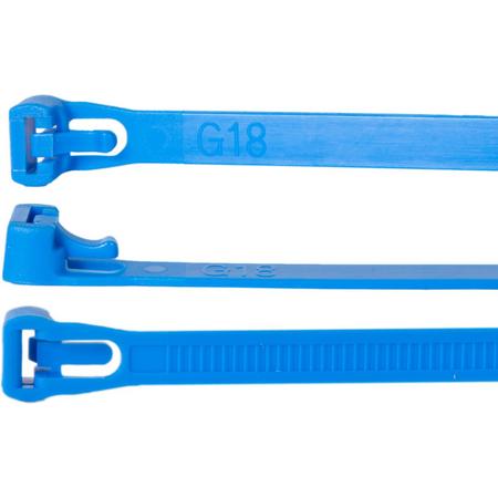 Blauwe hersluitbare kabelbinders 200 mm lang x 7.6 mm (099.0438)
