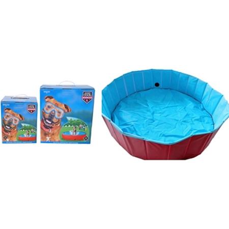 Hondenzwembad antislip rood / blauw 120x30 cm
