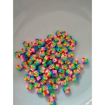 Polymeer kralen - Regenboog bloemen polymeer - Regenboog - 20 stuks - Klei kralen - Sieraden maken