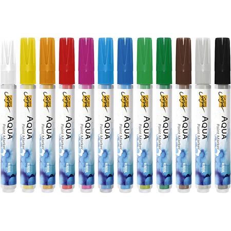 SOLO GOYA Aqua Paint Marker Set, 12 stuks, kleuren assorti