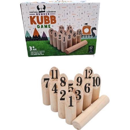 Kubb Familie spel nummers - Inclusief opbergtas- Gemaakt van hout - Vakantie familiespel
