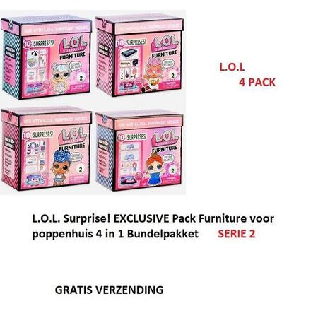 L.O.L. Surprise! XCLUSIVE  Pack Furniture voor poppenhuis 4 in 1 Bundelpakket NIEUW SERIE 2 (GRATIS VERZENDING)