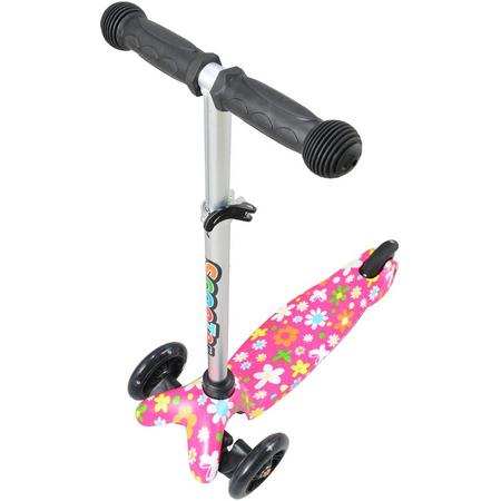 Laubr Pink Flower scooter 3-wiel step met lichtgevende wielen
