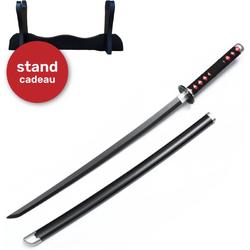 Katana XXL - 104cm - Katana zwaard - Incl. standaard - Samurai - Ninja - Anim - zwaard - Demon slayer - Hout - Zwaard houder - Katana houder - Zenitsu - Tanjiro - Kamado - Nichirin Sword - Box set